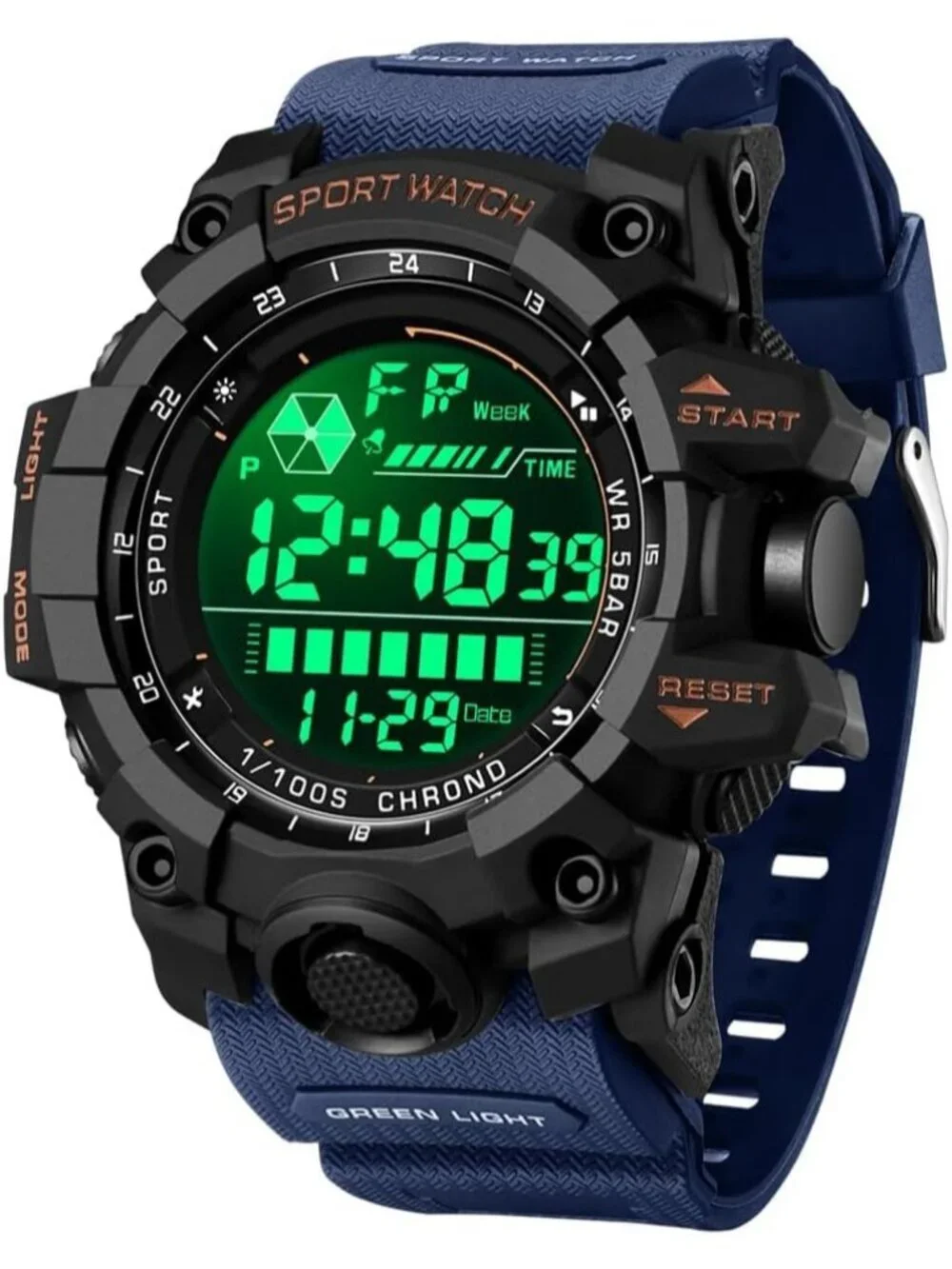 Men's Blue Analog Quartz Electronic Military Multifunction LED Digital Watch